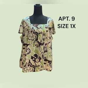 WOMENS SIZE 1X PULLOVER TOP BY APT. 9 GENTLY WORN